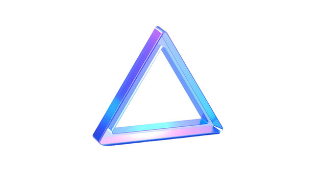 Iridescent triangular frame rendered on a black background. Colors shimmer with blue, purple and pink gradients