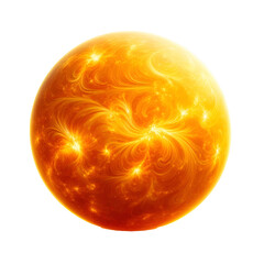 Vibrant abstract illustration of a glowing orange energy sphere with swirling patterns, resembling a fiery sun or plasma ball.