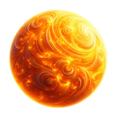 Vibrant abstract illustration of a glowing orange energy sphere with swirling patterns, resembling a fiery sun or plasma ball.