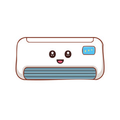 A cute cartoon air conditioner with a smiling face
