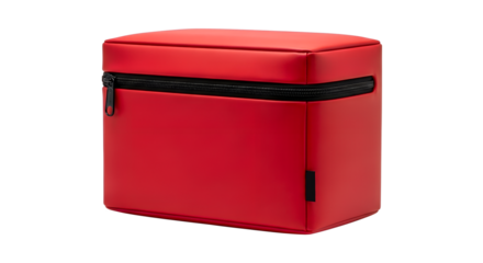 Red delivery bag for food delivery isolated on transparent background, perfect for transporting meals