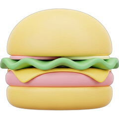 Cartoon Burger with Cheese Lettuce and Pink Patty.