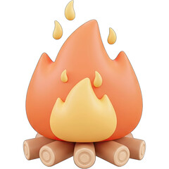 Cartoon Campfire with Logs and Flames Illustration.