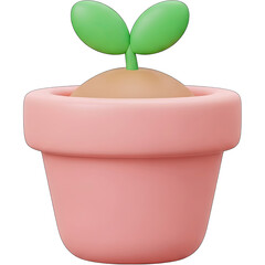 Charming Pink Pot with Sprouting Seedling A Symbol of Growth.