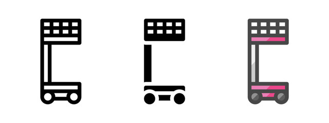 Multipurpose single man lift vector icon in outline, glyph, filled outline style. Three icon style variants in one pack.