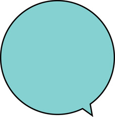Round speech bublle chat icon template.  Quote box placeholder with circular blue layout and copy space. blue-green.