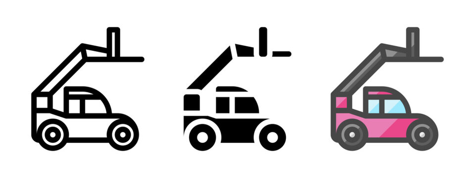 Multipurpose telehandler vector icon in outline, glyph, filled outline style. Three icon style variants in one pack.