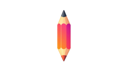 An illustration of a dual-ended pencil with gradient colors from yellow, orange, to red, isolated on a black background