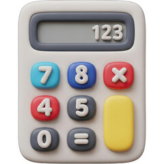 Cute 3D Calculator Icon with Colorful Buttons for Math and Education.