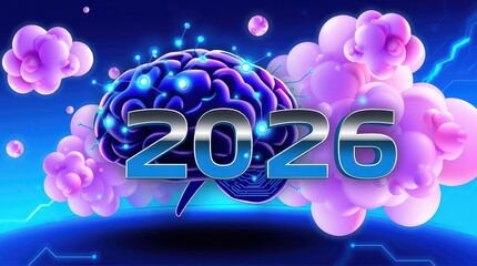 2026 New Year's Eve background image of a brain