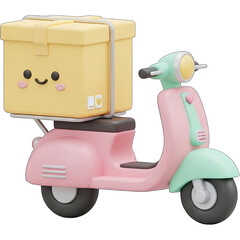 Cute Delivery Scooter with Smiling Package.