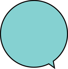 Round speech bublle chat icon template.  Quote box placeholder with circular blue layout and copy space. blue-green.