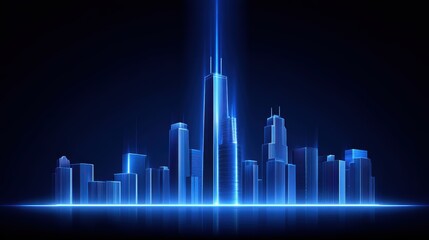 Futuristic Cityscape: Neon Buildings, Architecture, Skyline