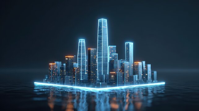 Futuristic Cityscape | Neon Buildings | Urban Skyline