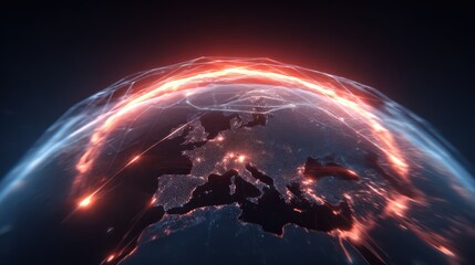 Obraz premium Global Network Earth: Connection, Data, Technology