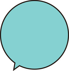 Round speech bublle chat icon template.  Quote box placeholder with circular blue layout and copy space. blue-green.