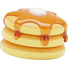 Delicious stack of pancakes with syrup and butter on top ready to eat.