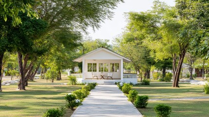 White Cottage Retreat: Serene Landscape and Architecture
