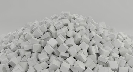A massive, overwhelming pile of identical white objects filling the frame, representing consumerism, purity, and extreme accumulation or inventory ,quantity ,texture ,hoarding