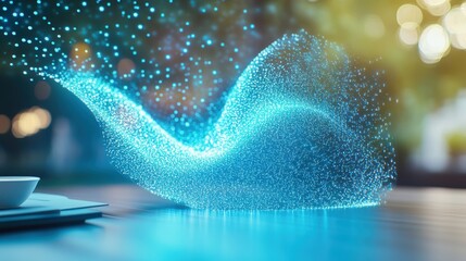 Abstract Data Stream, Network Visualization, Digital Wave