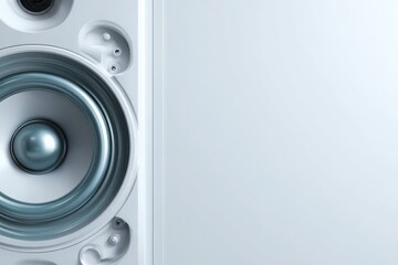 Close-up of a modern speaker showcasing its sleek design and intricate details, with a minimalistic background