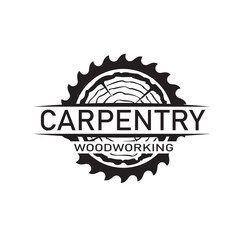 black woodworking carpentry emblem isolated on white background