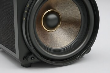 Close-up view of a high-fidelity speaker showcasing its intricate design and texture