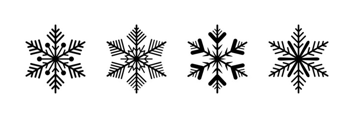 Set of snowflake vector illustrations isolated on a transparent background for Christmas decoration