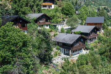 View of town of morel-filet in switzerland