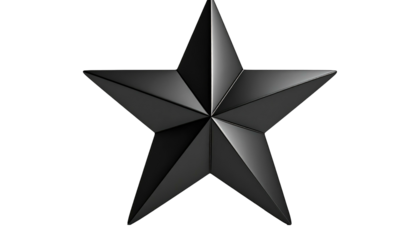 Centered black star with sharp, well-defined edges, presented against a stark black backdrop