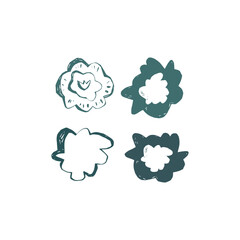 Scandinavian floral set with four hand drawn flowers in folk art style simple nordic elements for patterns and modern design projects