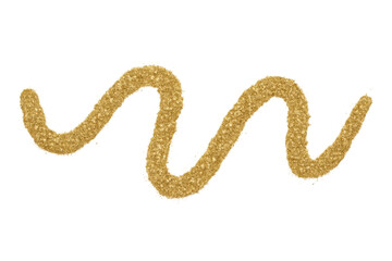 Fototapeta premium Golden glitter squiggle line creating a shiny sparkling wavy abstract decoration on transparent background