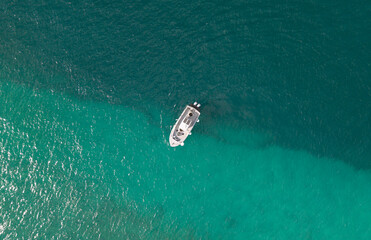 Boat trip. Luxury lifestyle and traveling. Sea boat go to yacht marina. Yachting and boating...