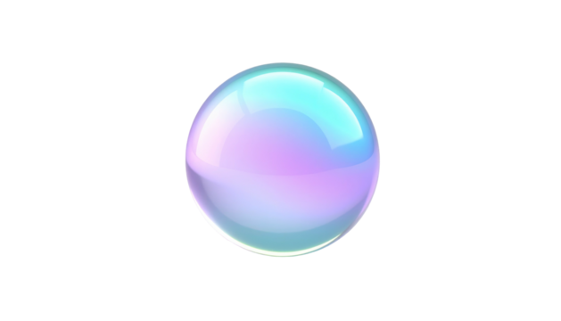 A shimmering, iridescent orb glows with pastel hues against a stark black backdrop