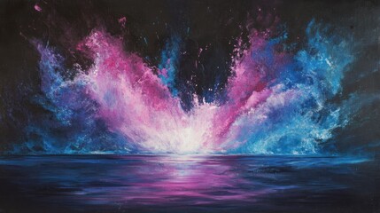 Fototapeta premium Abstract cosmic sunrise over tranquil sea