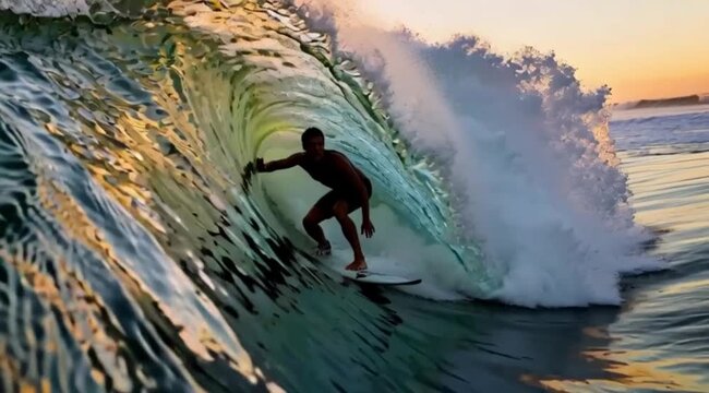 Surfista em uma onda do oceano.
