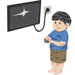 Handdrawn Energy Saving Unplug TV Illustration