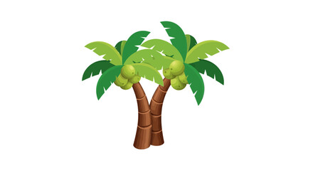 Whimsical Illustration of Two Lush Coconut Trees on a Sunny Day