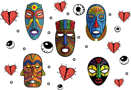 African Mask Tribal Pattern