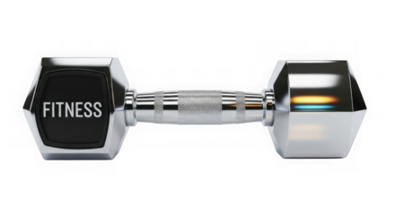 Chrome Fitness Dumbbell On Black Background For Strength Training