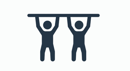 Two people doing a handstand depicted as a dark form silhouette