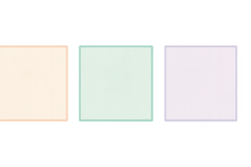 Three pastel colored blank squares with transparent background