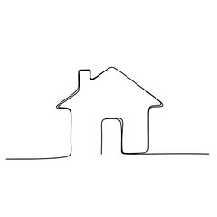 Minimalist Continuous Line Drawing of a Simple House Outline