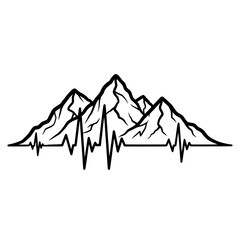 Heartbeat Pulse Line with Mountains Reflecting Nature's Vitality and Adventure