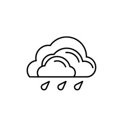 Stylized graphic of multiple overlapping clouds shedding rain in clear sky