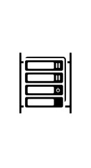 Server Rack Technology Icon representing Data Storage and Network Infrastructure