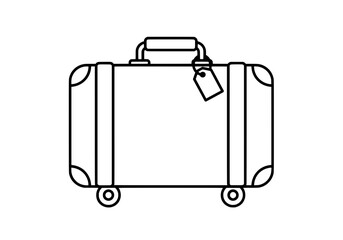 Suitcase line art illustration for travel and vacation icon representation