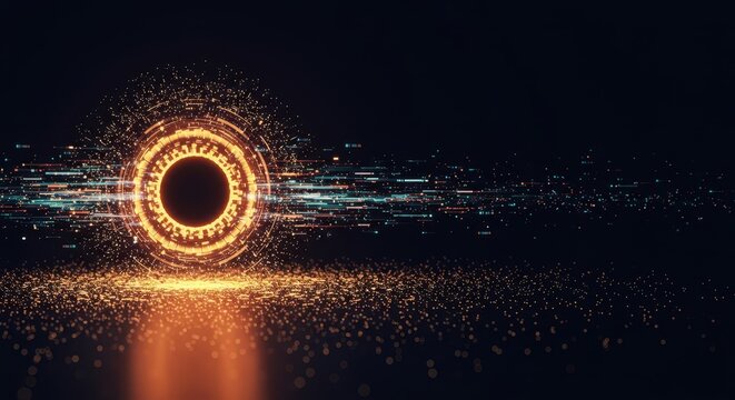 Digital visualization of content syndication showing streams of data moving into a central aggregation point for rapid information delivery ,concept ,technology ,subscription