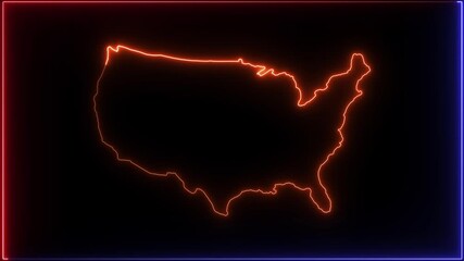 map of U.S.A with a blue glowing neon effect. Abstract technical USA map, of United States of America showing different states. Animated usa contiguous lower u.s. state neon map - Powered by Adobe