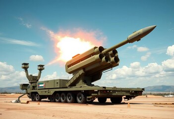 Close-up view of a surface-to-air missile launcher,   missiles,   armament